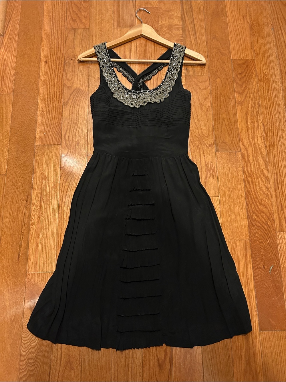 TRELISE COOPER Black Dress with Beaded Silver Neckline and Straps